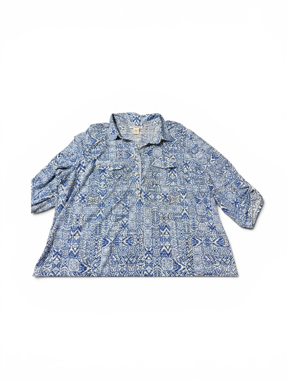 Hudson Harper Blue Printed Collared Blouse